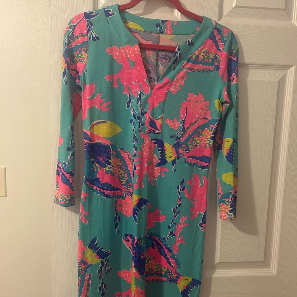 Colorful Lilly Pulitzer Pima Cotton Dress XXS 3/4 Sleeves